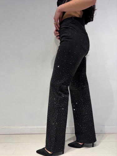 Jeans Full Strass Nero