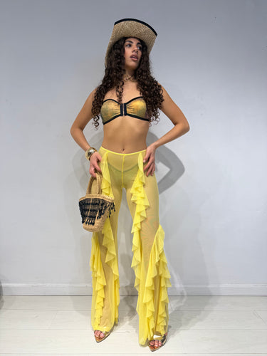 Pantaloni Velati Giallo