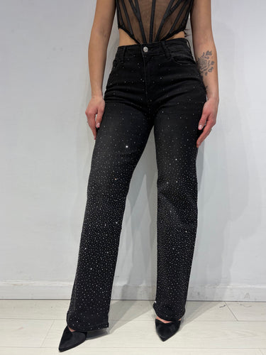 Jeans Full Strass Nero