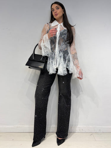 Jeans Full Strass Nero