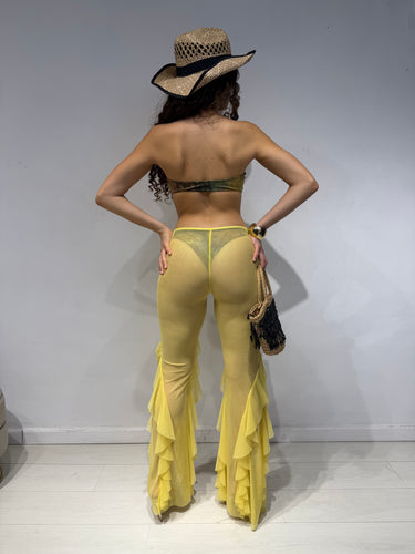 Pantaloni Velati Giallo