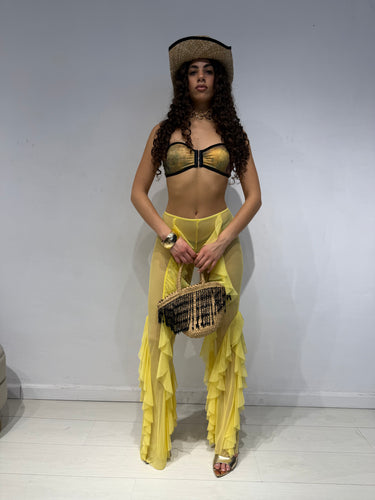Pantaloni Velati Giallo