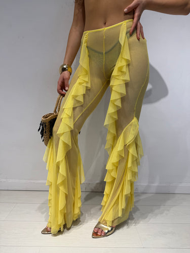 Pantaloni Velati Giallo