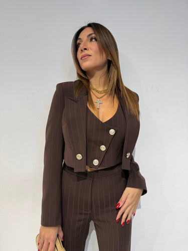 Tailleur 3 Pezzi Gessato Testa di Moro