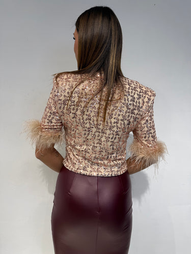 Maglietta Paillettes Rosa