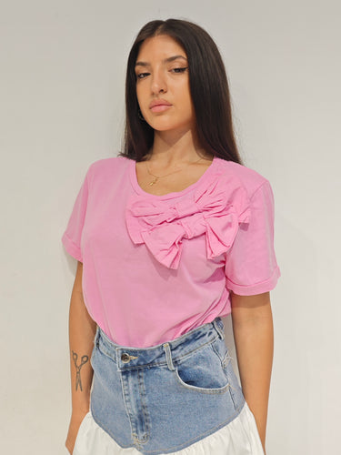 T- Shirt Fiocco Rosa