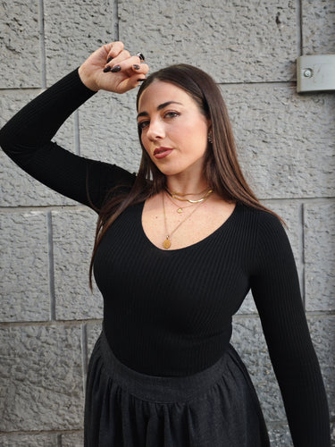 Maglia Scollo A V Nera