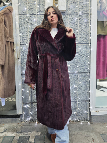 Cappotto Pelliccia Bordeaux