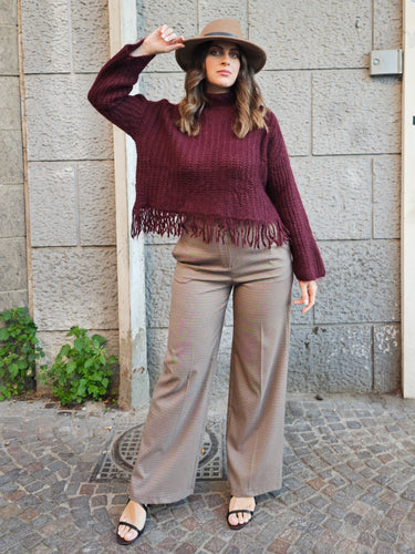Maglia Mohair Frange Bordeaux
