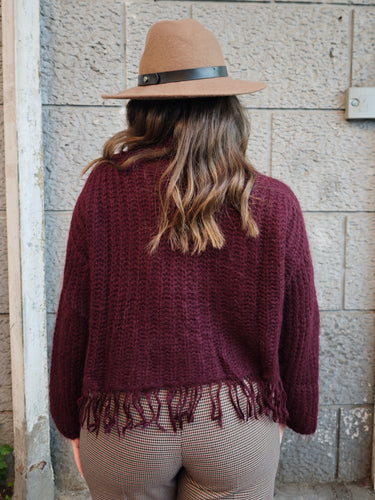 Maglia Mohair Frange Bordeaux