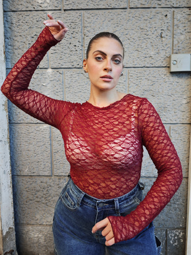 Maglia Macramè Bordeaux