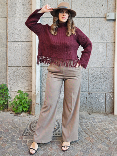 Maglia Mohair Frange Bordeaux