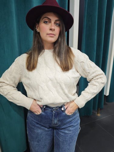 Pull Trecce Beige