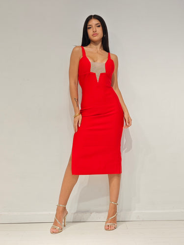 Abito Boreal Strass Rosso