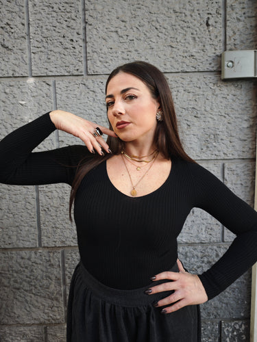 Maglia Scollo A V Nera