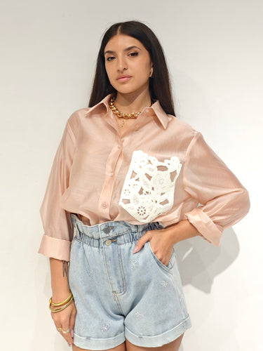 Camicia Ricamo Rosa