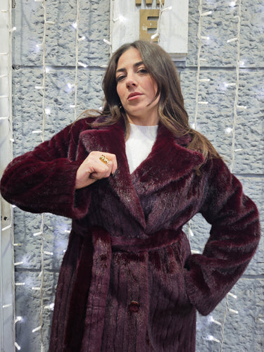 Cappotto Pelliccia Bordeaux