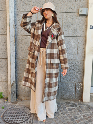 Cappotto Tartan Camel