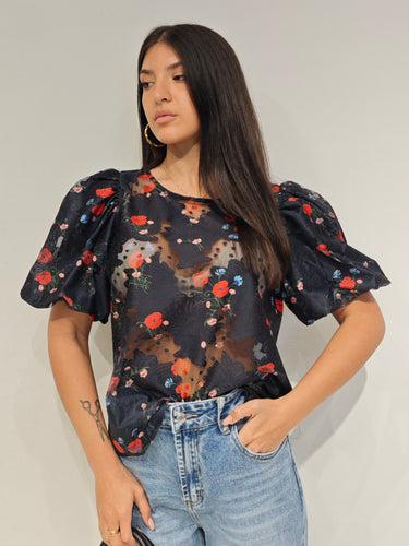 Maglia Red Flower Nera