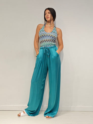 Pantalone Satin Petrolio