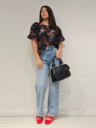 Maglia Red Flower Nera