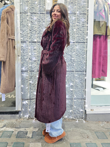 Cappotto Pelliccia Bordeaux