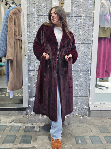 Cappotto Pelliccia Bordeaux